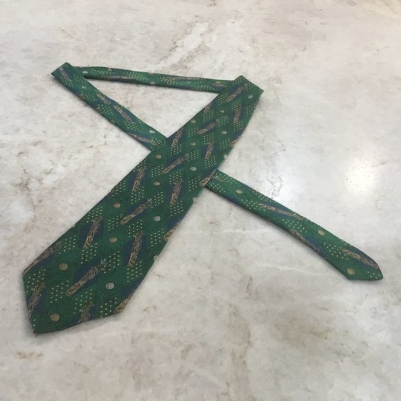 ROBERT TALBOTT GREEN GOLF SILK TIE - Picture 8 of 11